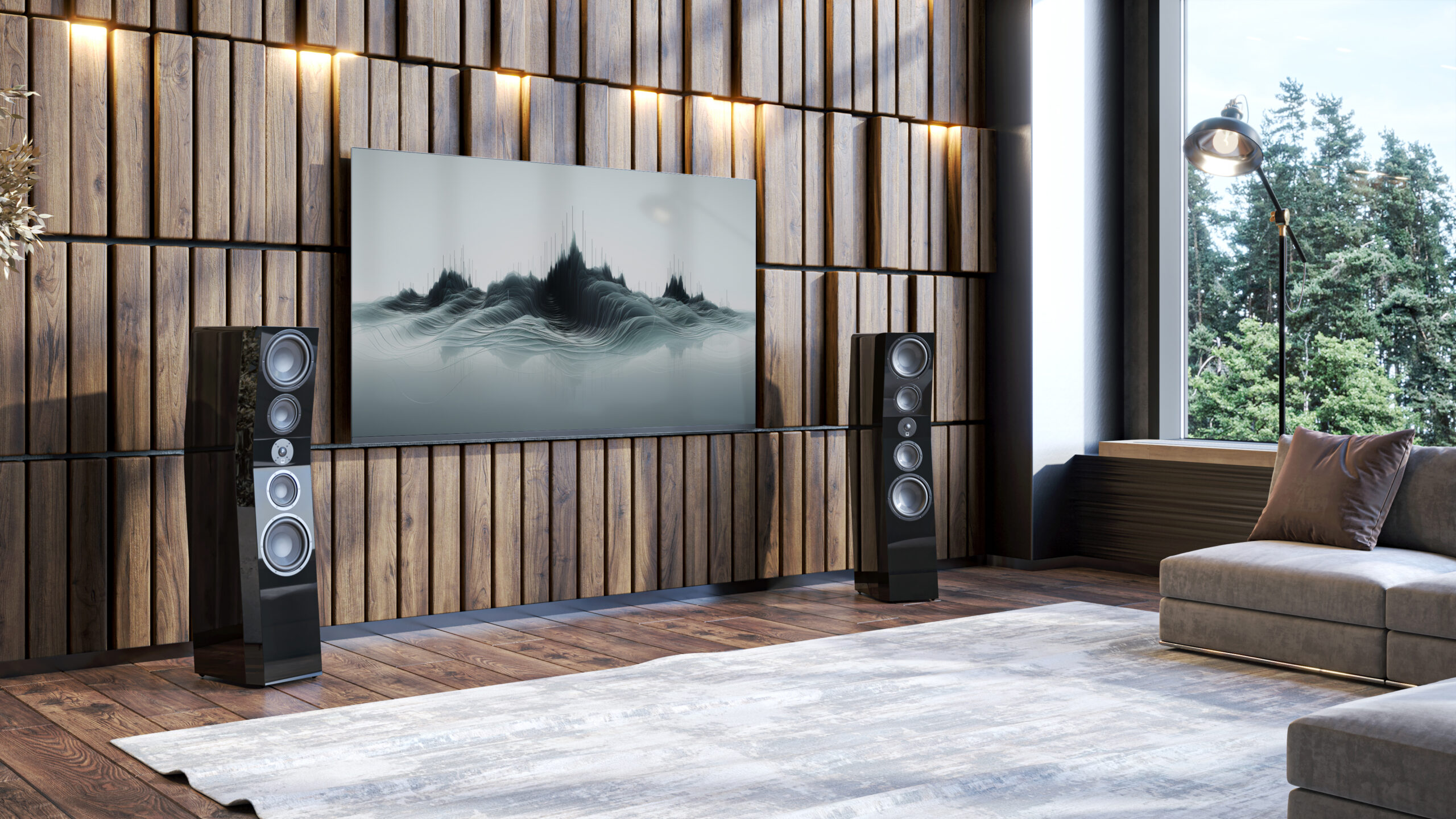 Distributed audio and stereo listening room