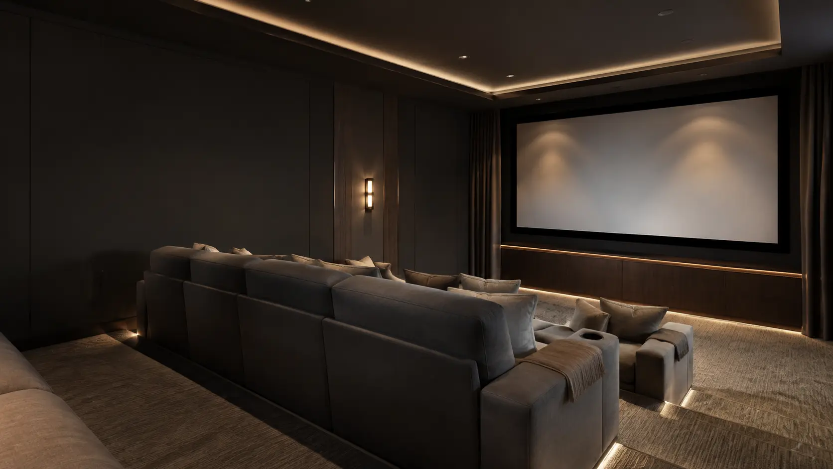 Elegant private media room designed around immersive sound