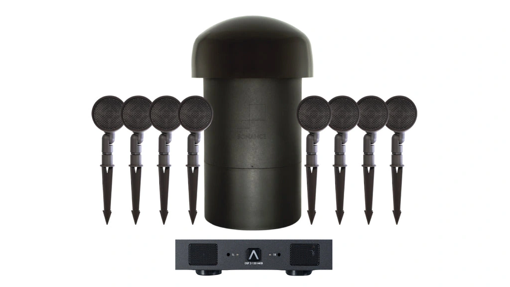 Sonance Garden SGS 8.1 system: eight satellite speakers, in-ground subwoofer and DSP amplifier